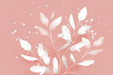 isolated in pastel pink background, flat illustration style, with leaves