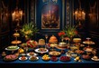 © Yaraslava - extravagant gourmet feast displaying lavish dinner spread, food, dishes, meal, cuisine, banquet, assortment, dining, culinary, presentation, plating