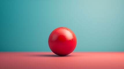 Sticker - A red ball is sitting on a pink surface