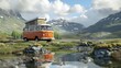 © AI Stock House - A camper van in the highlands very detailed and realistic shape