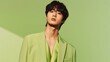 © AnyPic289 - Fashionable Young Man in Green Suit on green Background