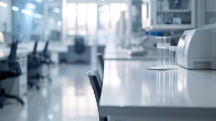 Wall Mural - modern medical laboratory interior. clean and bright laboratory with modern equipment and empty work