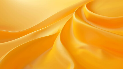 Wall Mural - Soft, flowing curves of orange-yellow fabric create an elegant and luxurious background.