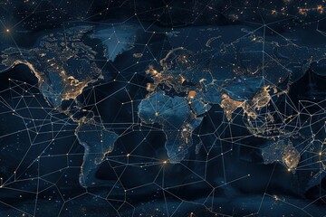 seamless pattern flat illustration style, world map Global connectivity concept with worldwide communication network connection lines around planet Earth viewed from space, satellite orbit, city 