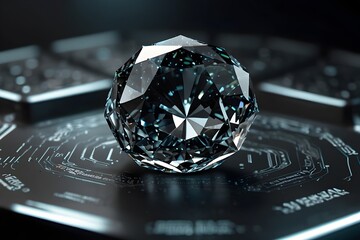 A futuristic society where diamonds are used as data storage devices, holding encrypted secrets of nations ai_generated