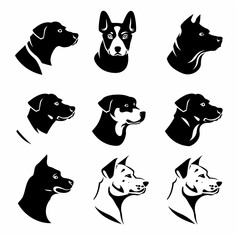 Wall Mural - Dogs silhouette set, puppy icons, pet pictogram, dogs pictograms on white background