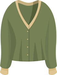 Sticker - Green cardigan with buttons and v neck, perfect for staying warm during the colder months