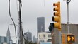 © Dogora Sun - New York City street crossroad, yellow traffic light, transport road intersection, United States. Chrysler Building. Queens, Long Island. Manhattan cityscape, NYC Midtown skyline, highrise skyscrapers