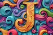 © MAY - An artistic illustration featuring the letter J in a creative and imaginative way surrounded by other alphabet letters. The design is vibrant and engaging making it ideal for posters or educational