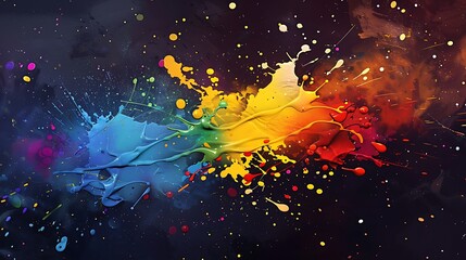 Colorful splattering paint with dark background very detailed and realistic shape