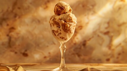 Wall Mural - Dates ice cream in a zombie glass golden background