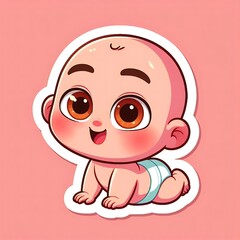 A cartoon baby is laying on its back with its eyes closed