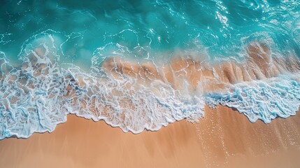 Wall Mural - Aerial View of Turquoise Water Meeting Sandy Beach