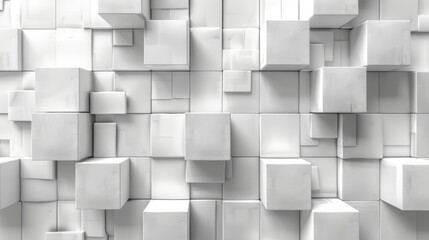 Wall Mural - With copy space, random shifted white cube boxes form a background wallpaper banner