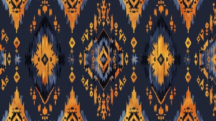 Wall Mural - A traditional oriental ikat pattern for backgrounds, carpets, wallpapers, clothes, wrappings, batik, fabrics, and illustrations. Seamless pattern.