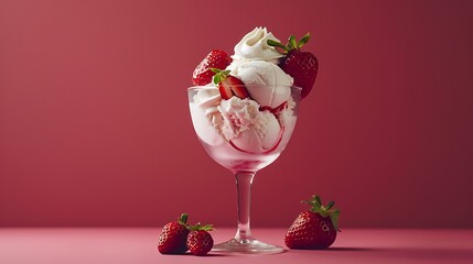 Wall Mural - High calorie strawberry and ice cream white blend very detailed and realistic shape