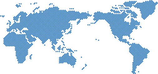 Wall Mural - Square shape world map on transparent background.