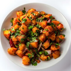 Wall Mural - Spicy Potato Dish with Herbs and Spices