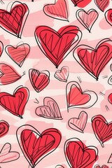 Sticker - a bunch of red hearts on a pink background