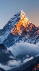 Sticker - a mountain with a snow covered peak in the distance