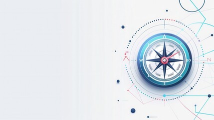 Poster - A clean, modern compass design with clear lines on a white background. Perfect for use in navigation apps or travel service websites. Generative AI