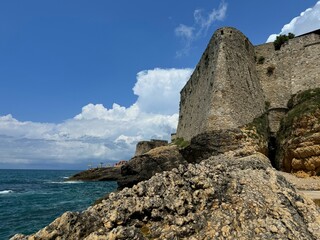 Wall Mural - Montenegro Adriatic sea ancient fortress Kalaja on the coastal rocks in Ulcinj old town. 