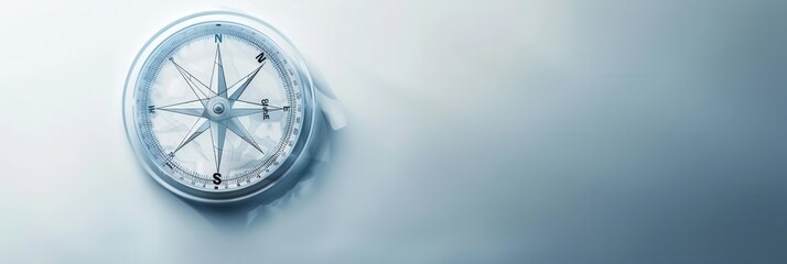 Poster - A simple, symbolic image of a compass with clear lines, ideal for navigation apps and travel services. Generative AI