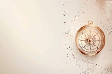 Poster - Basic compass design on beige background, with clear lines and gold finish. Perfect for navigation apps and travel services. Generative AI