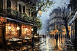© Agustin - Romantic Parisian street at night with cozy cafes