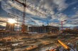 © Sergej Gerasimov - Dynamic construction site with cranes in high quality image showcasing high dynamic range