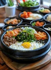 Wall Mural - Korean Food Stone Bowl Bibimbap