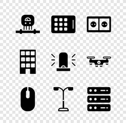 Canvas Print - Set Smart sensor, Graphic tablet, Electrical outlet, Computer mouse, Street light, Server, Data, Web Hosting, House and Flasher siren icon. Vector