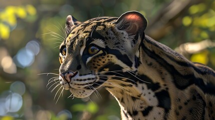 Wall Mural - Portrait of beautiful adult male clouded leopard on the land very detailed and realistic shape