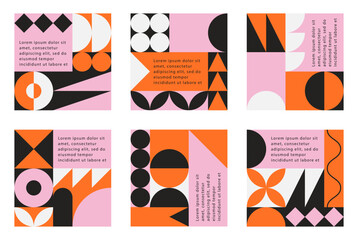 Wall Mural - set of colourful poster with geometric shape and line set. abstract elements pattern, design line ar