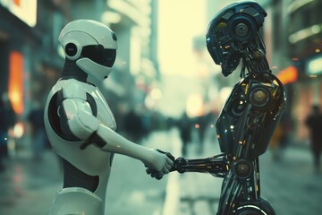 Poster - a robot shaking hands with a human