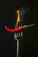 Sticker - a hot chili pepper on a fork