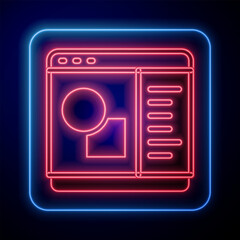 Wall Mural - Glowing neon 3D printer software icon isolated on black background. 3d printing. Vector