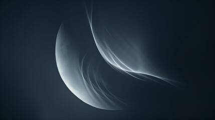 Wall Mural - A dark background with an abstract shape of the moon in soft light.