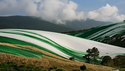 Wall Mural - green and white brushstrokes creating an abstract st patrick s day background