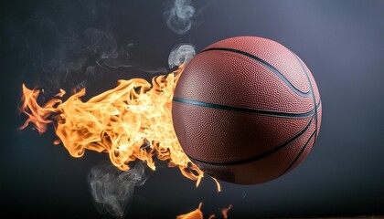 basketball on fire isolated on a black background