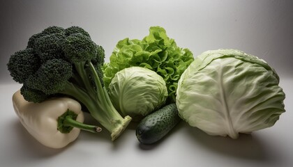 Wall Mural - still life of fresh vegetables on a white background