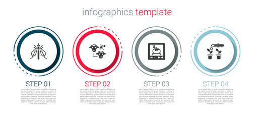 Poster - Set Experimental insect, Cloning, 3D printing technology and Pipette and plant. Business infographic template. Vector