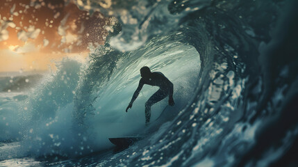 Wall Mural - Surfer inside the wave