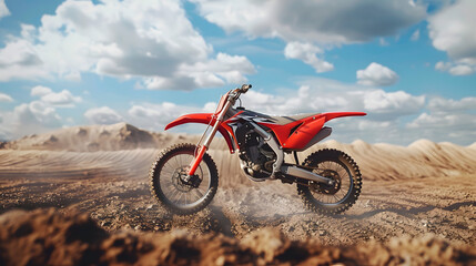 Wall Mural - A photorealist motocross course background but zoomed on sky in a way that we can use it for making a mockup for a motocross