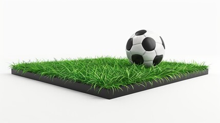 Wall Mural - 3D rendering illustration of a football soccer playground with a ball shown in a side view and isolated on a white background