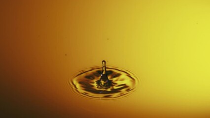 Canvas Print - Super Slow Motion of Dropping Dark Golden Coffee Liquid. Filmed on High Speed Cinema Camera, 1000fps.