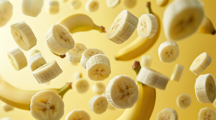 Flying delicious banana slices wallpaper