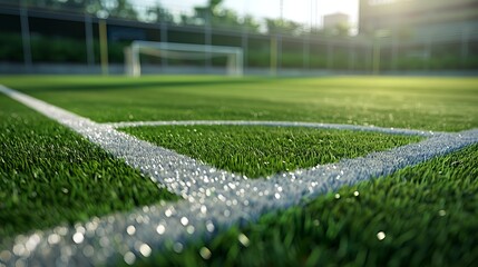 Wall Mural - 3D rendering of a soccer grass sport field with white lines Depicts an outdoor game setting ideal for summer sports like football