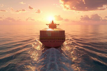 Poster - Container Ship at Sunset