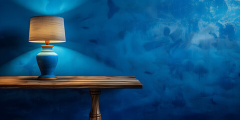 Wall Mural - The blue room with a table lamp